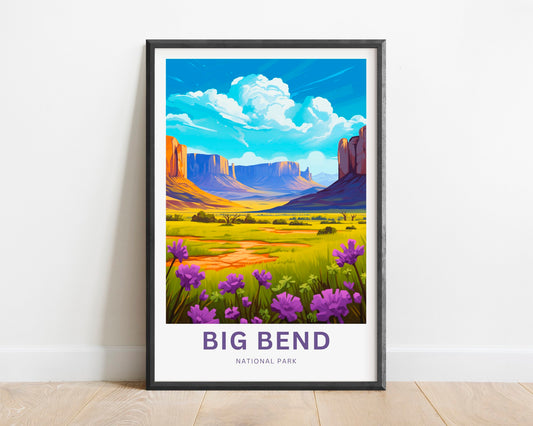 Big Bend National Park Travel Print - Big Bend poster, Texas Wall Art, Framed present, Gift United States Present, Custom Text - TravelTreasureCo
