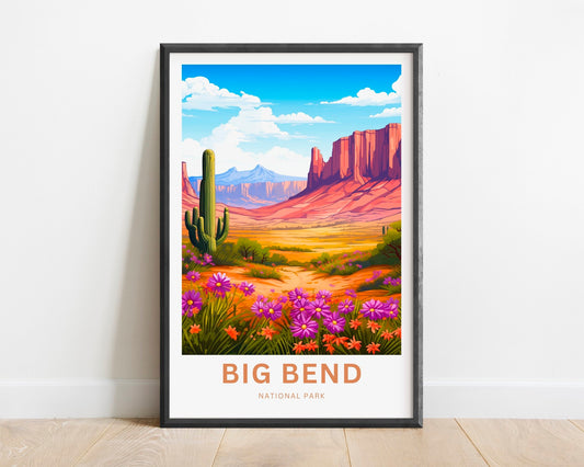 Big Bend National Park Travel Print - Big Bend poster, Texas Wall Art, Framed present, Gift United States Present, Custom Text - TravelTreasureCo