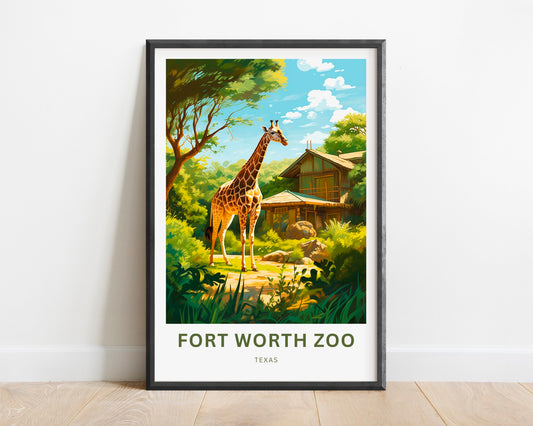Fort Worth Zoo Travel Print - Fort Worth Zoo poster, Texas Wall Art, Framed present, Gift United States Present, Custom Text - TravelTreasureCo