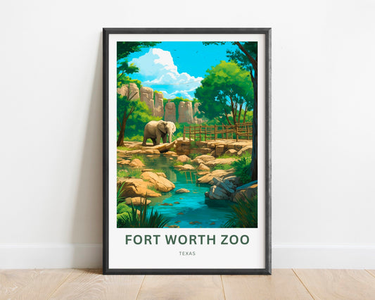 Fort Worth Zoo Travel Print - Fort Worth Zoo poster, Texas Wall Art, Framed present, Gift United States Present, Custom Text - TravelTreasureCo