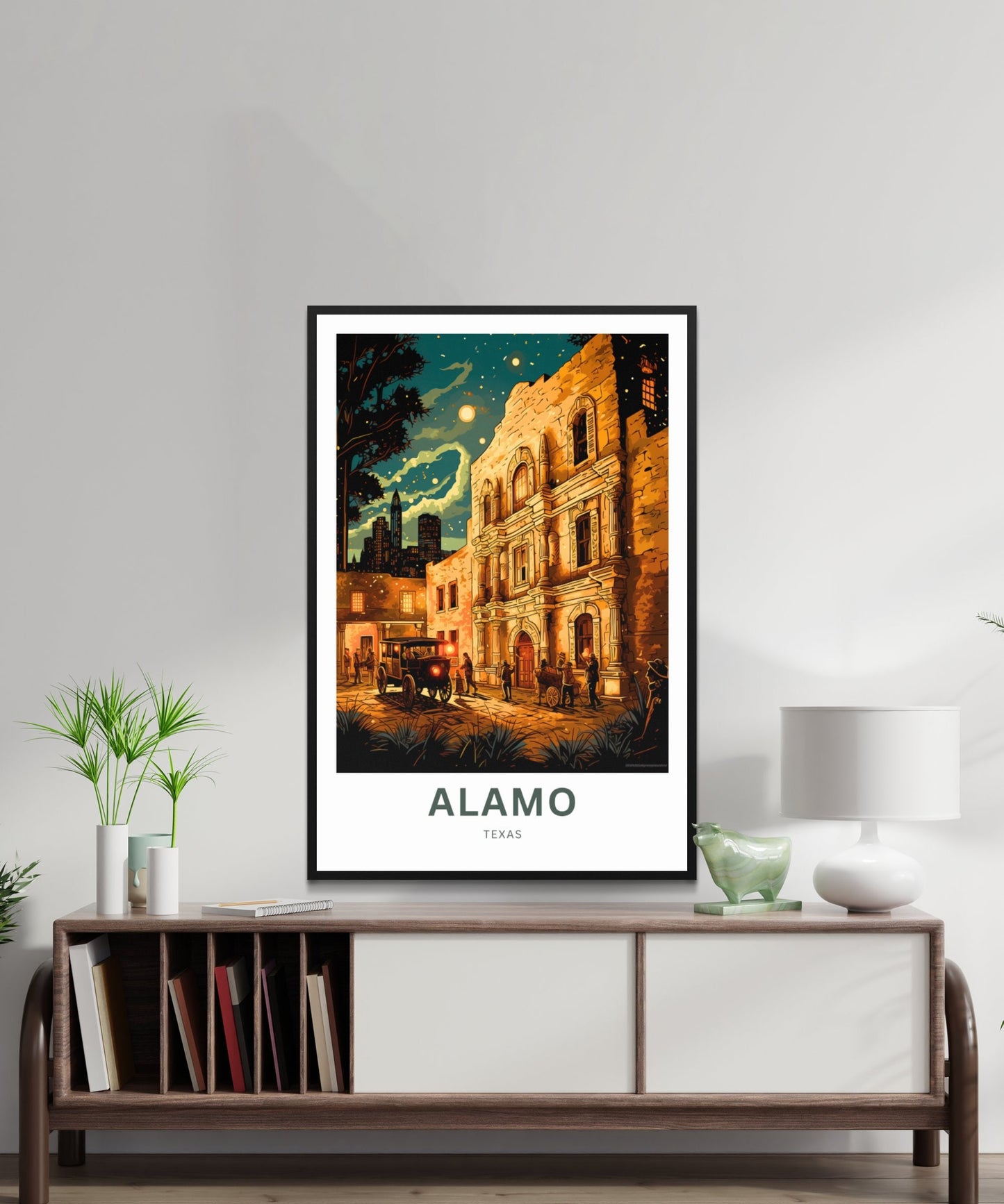 Alamo Travel Print - Alamo poster, Texas Wall Art, Framed present, Gift United States Present, Custom Text - TravelTreasureCo