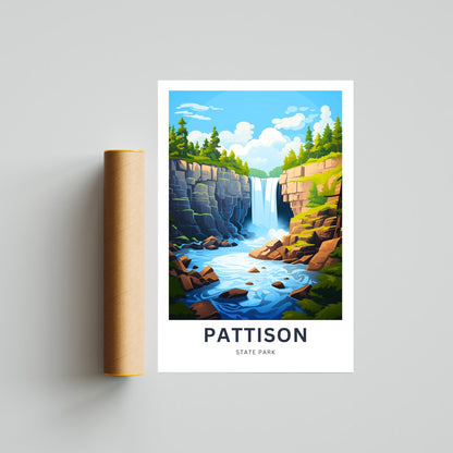 Pattison State Park Travel Print - Pattison State Park poster, Wisconsin Wall Art, Framed present, Gift United States Present - TravelTreasureCo