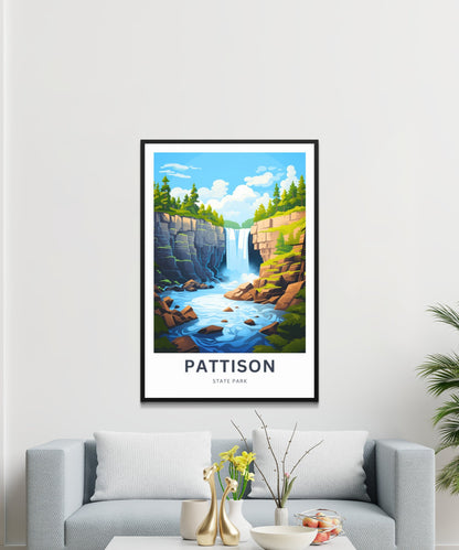 Pattison State Park Travel Print - Pattison State Park poster, Wisconsin Wall Art, Framed present, Gift United States Present - TravelTreasureCo