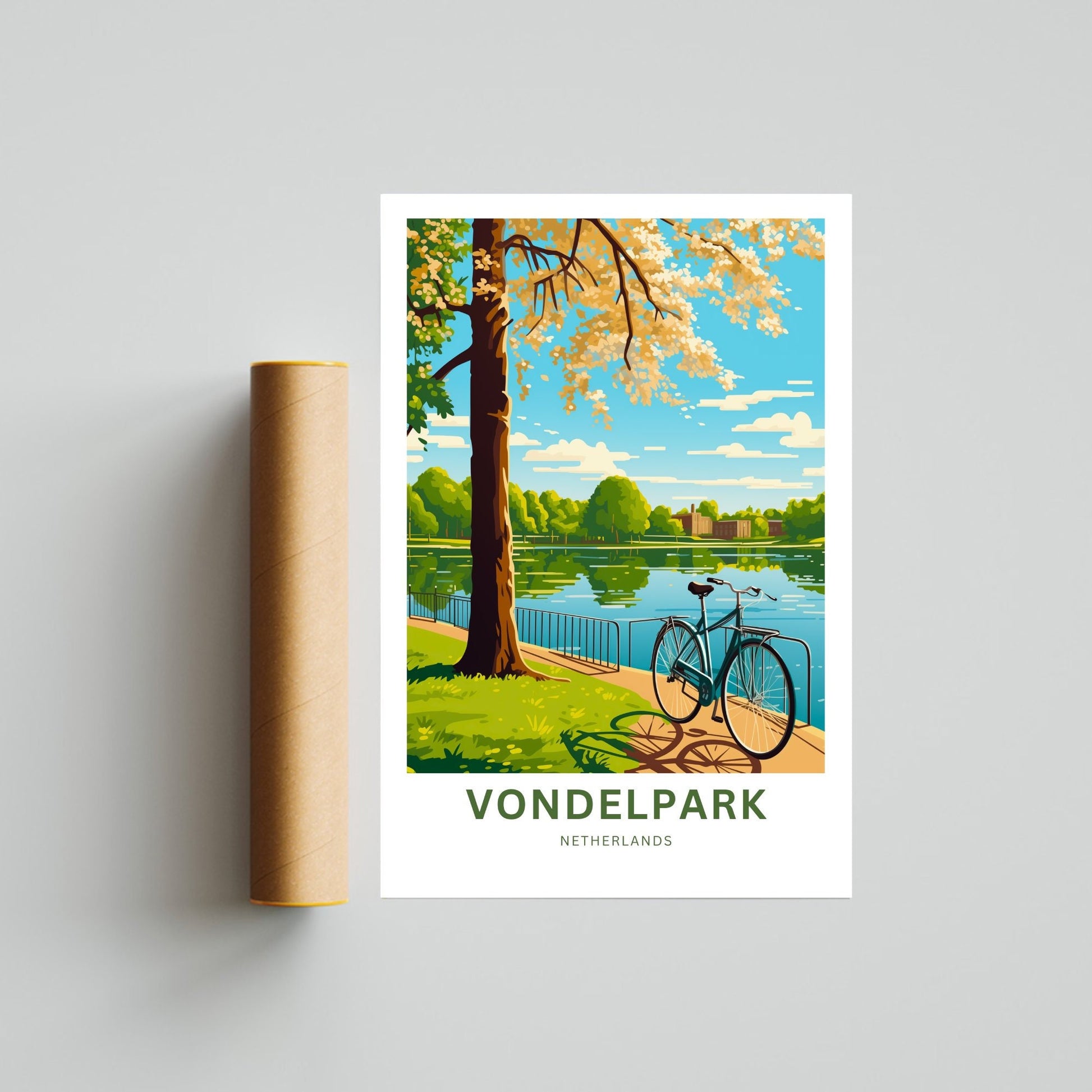 Vondelpark Travel Print - Vondelpark Travel poster, Netherlands Wall Art, Wall Decor, Framed present, Gift Netherlands Present - TravelTreasureCo