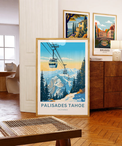 Palisades Tahoe Travel Print - Palisades Tahoe poster, California Wall Art, Decor, Framed present, Gift California Present - TravelTreasureCo