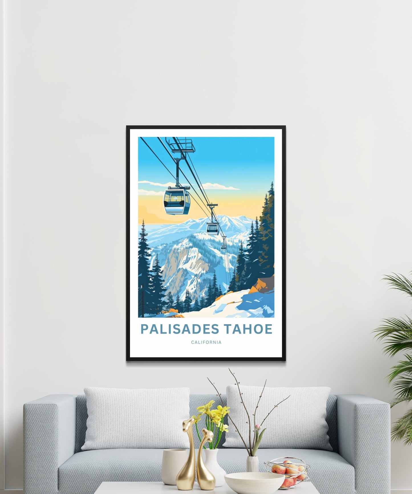 Palisades Tahoe Travel Print - Palisades Tahoe poster, California Wall Art, Decor, Framed present, Gift California Present - TravelTreasureCo