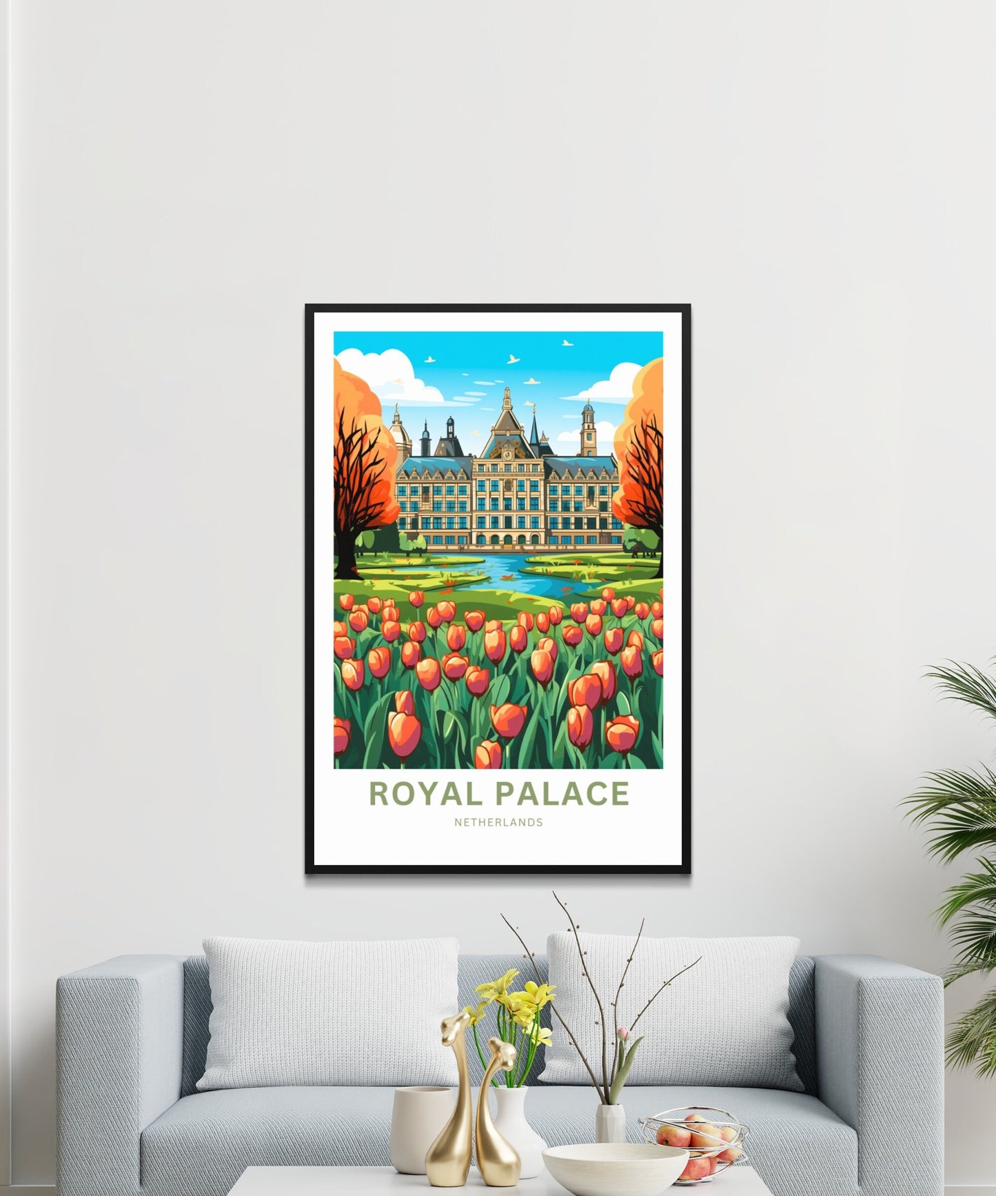 Royal Palace Travel Print - Royal Palace Travel poster, Amsterdam Wall Art, Wall Decor, Framed present, Gift Netherlands Present - TravelTreasureCo