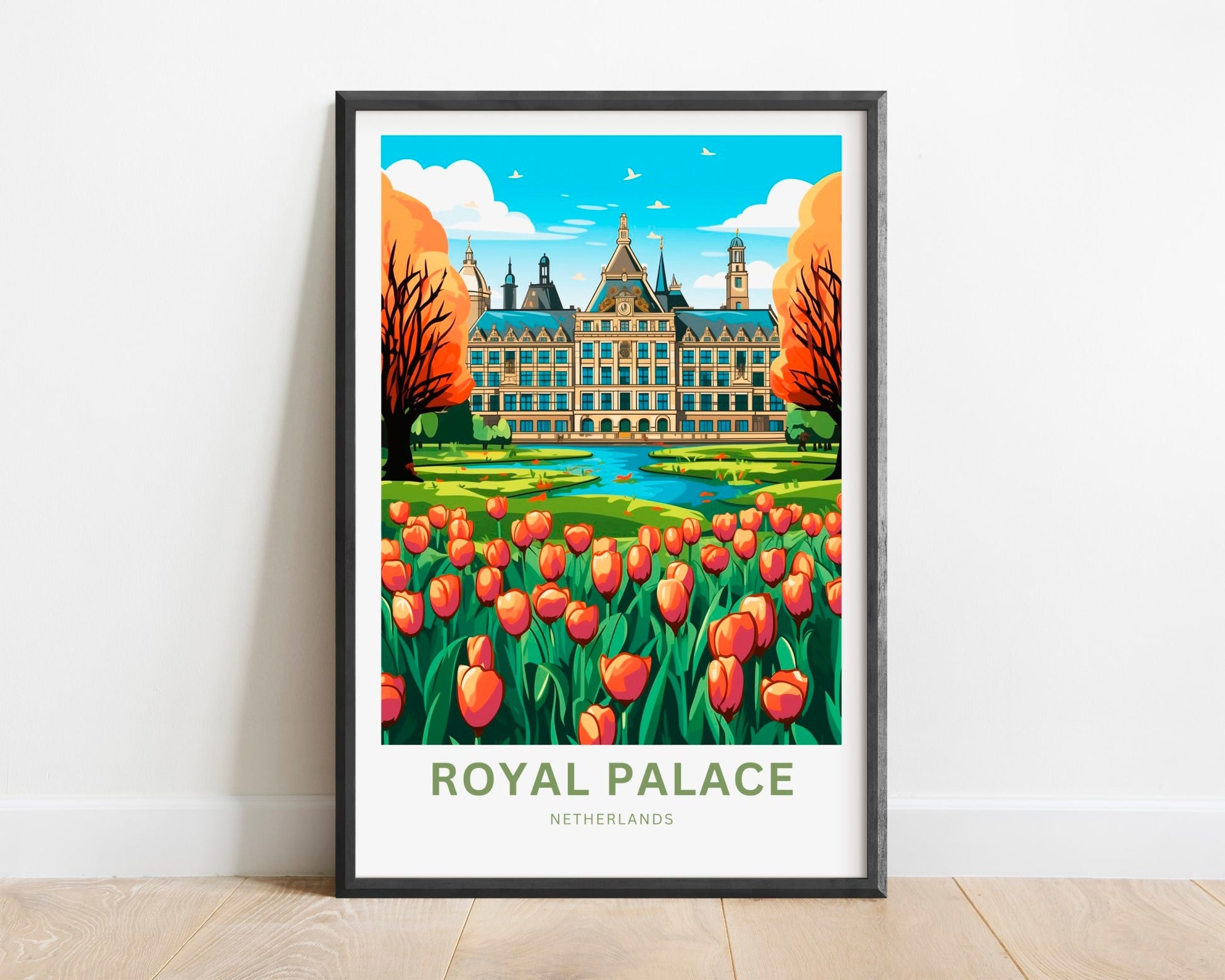 Royal Palace Travel Print - Royal Palace Travel poster, Amsterdam Wall Art, Wall Decor, Framed present, Gift Netherlands Present - TravelTreasureCo