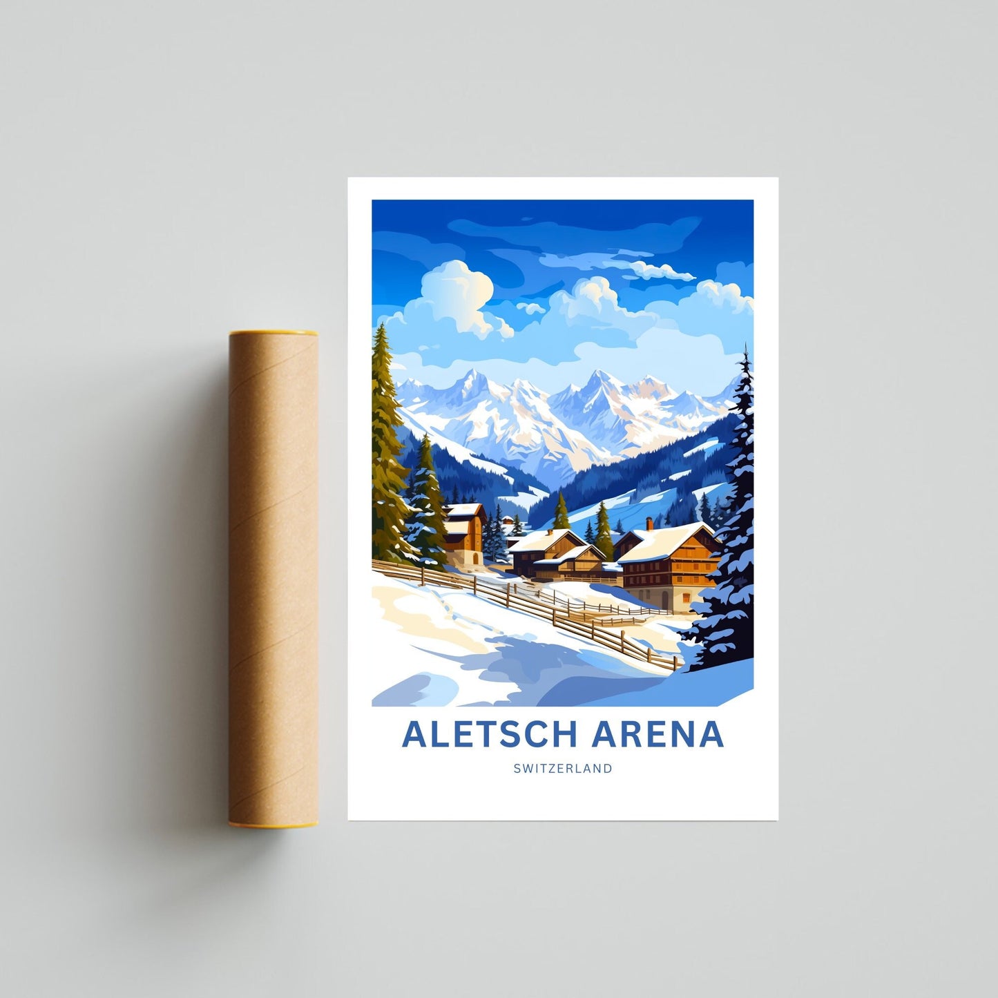 Aletsch Arena Travel Print - Aletsch Arena poster, Switzerland Wall Art, Framed present, Gift Switzerland Present - TravelTreasureCo