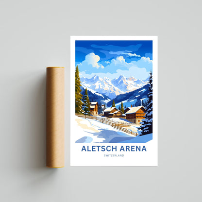 Aletsch Arena Travel Print - Aletsch Arena poster, Switzerland Wall Art, Framed present, Gift Switzerland Present - TravelTreasureCo