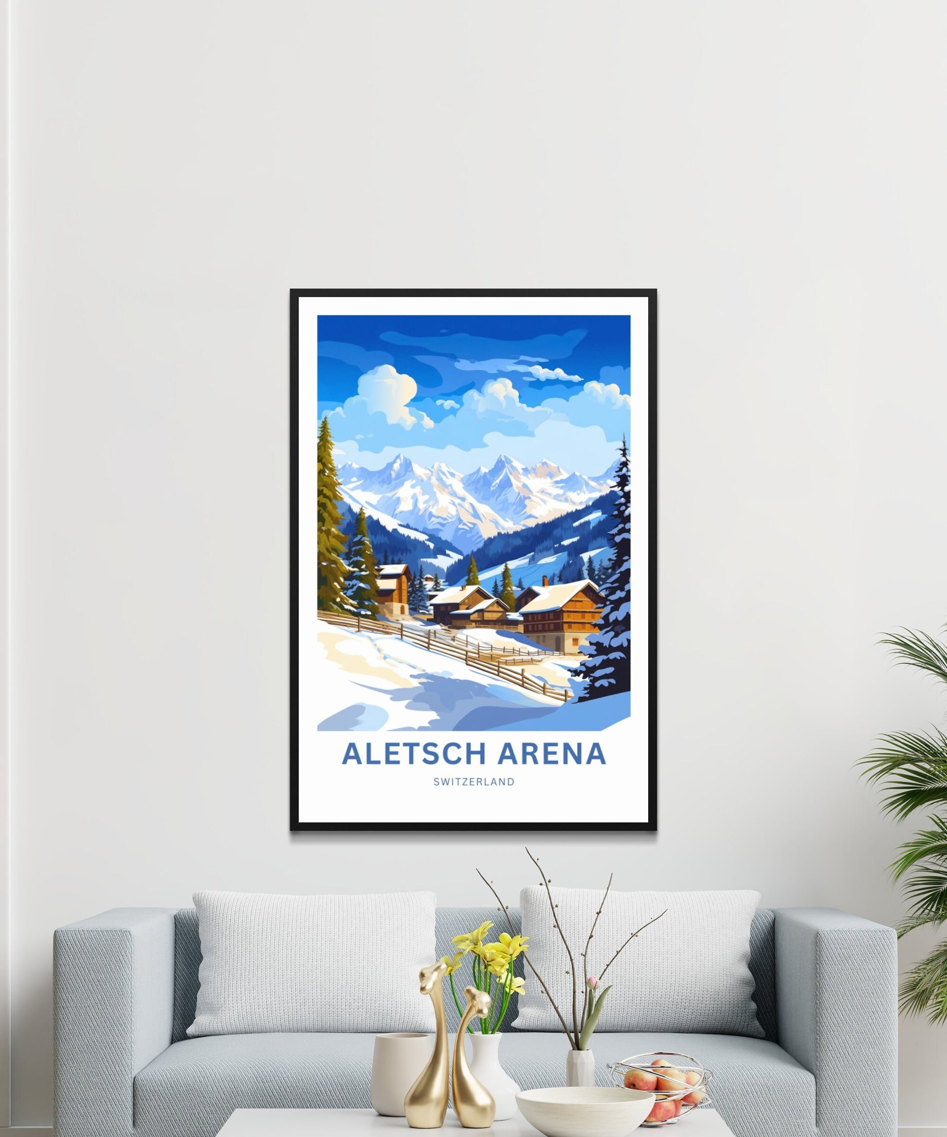 Aletsch Arena Travel Print - Aletsch Arena poster, Switzerland Wall Art, Framed present, Gift Switzerland Present - TravelTreasureCo