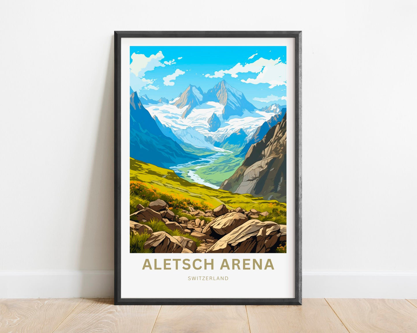 Aletsch Arena Travel Print - Aletsch Arena poster, Switzerland Wall Art, Framed present, Gift Switzerland Present - TravelTreasureCo