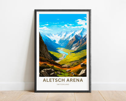 Aletsch Arena Travel Print - Aletsch Arena poster, Switzerland Wall Art, Framed present, Gift Switzerland Present - TravelTreasureCo