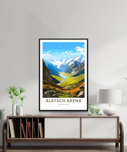 Aletsch Arena Travel Print - Aletsch Arena poster, Switzerland Wall Art, Framed present, Gift Switzerland Present - TravelTreasureCo