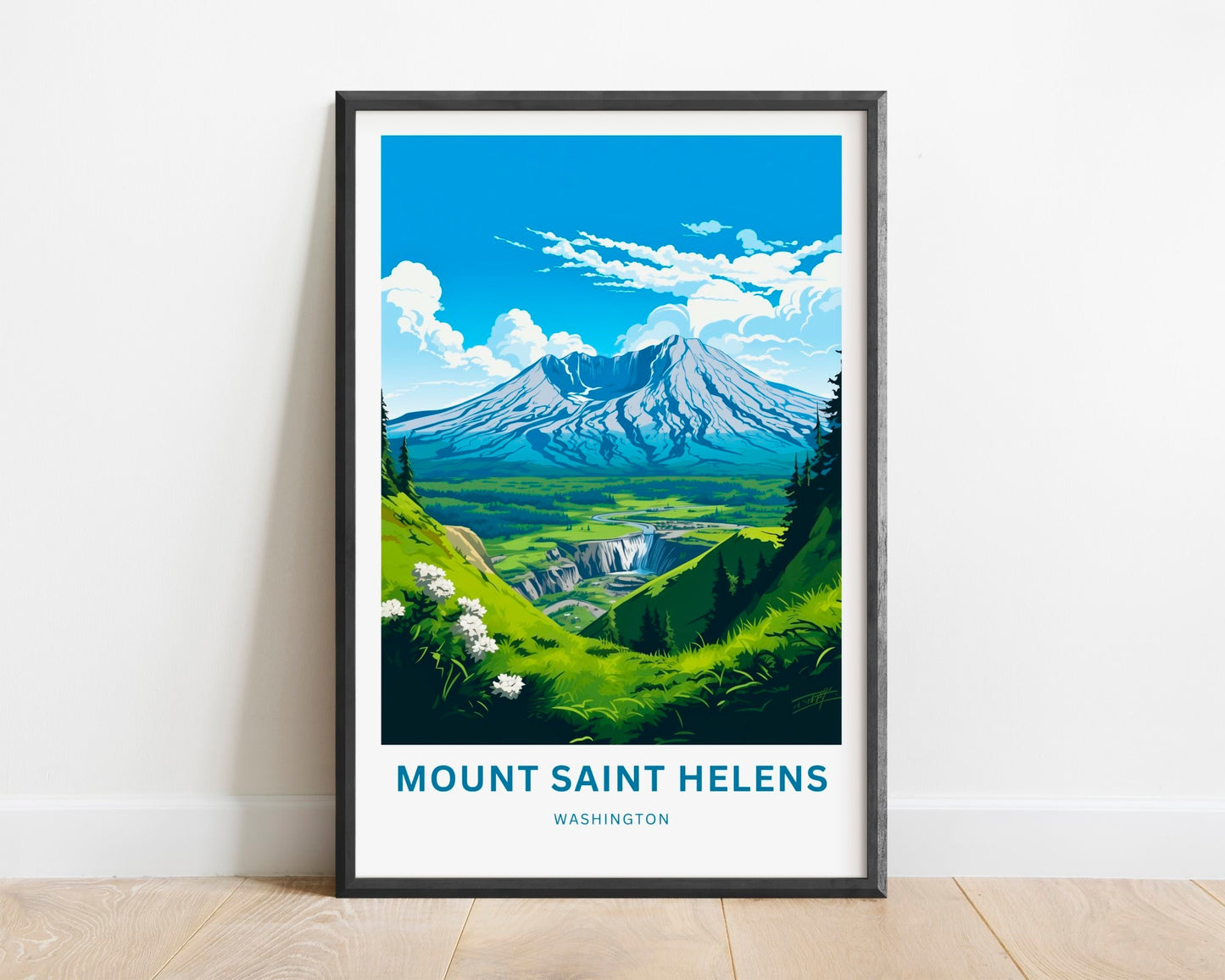 Mount St. Helens Travel Print - Mount Saint Helen poster, Washington Wall Art, Framed present, Gift Washington Present, Customized Your Text - TravelTreasureCo