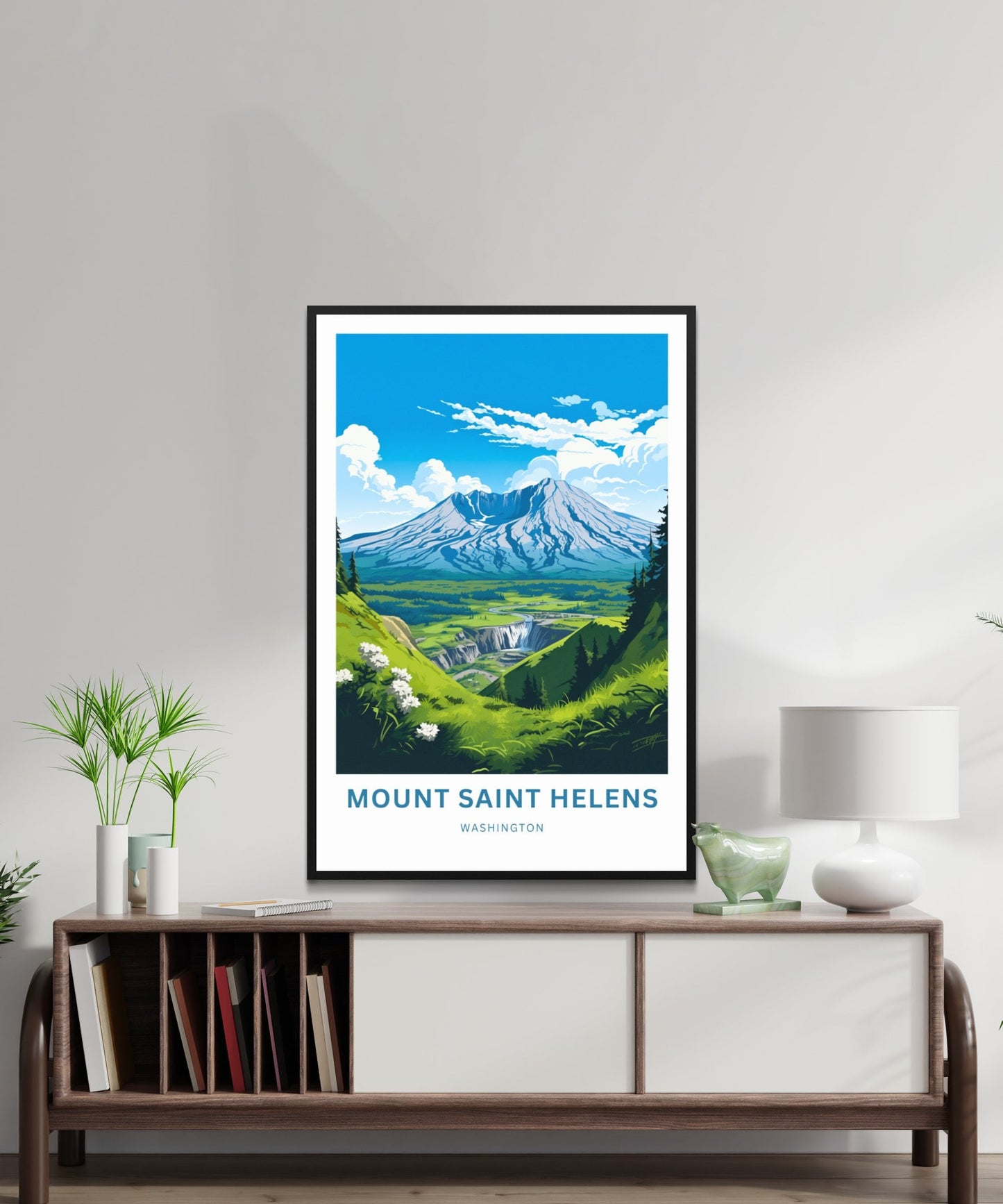 Mount St. Helens Travel Print - Mount Saint Helen poster, Washington Wall Art, Framed present, Gift Washington Present, Customized Your Text - TravelTreasureCo