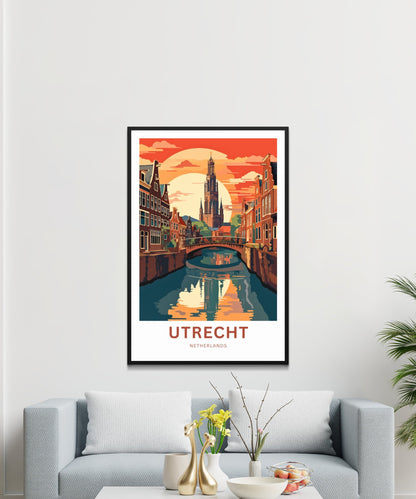 Utrecht Travel Print - Utrecht poster, Netherlands Wall Art, Framed present, Gift Netherlands Present, Customized Your Text - TravelTreasureCo