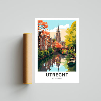 Utrecht Travel Print - Utrecht poster, Netherlands Wall Art, Framed present, Gift Netherlands Present, Customized Your Text - TravelTreasureCo