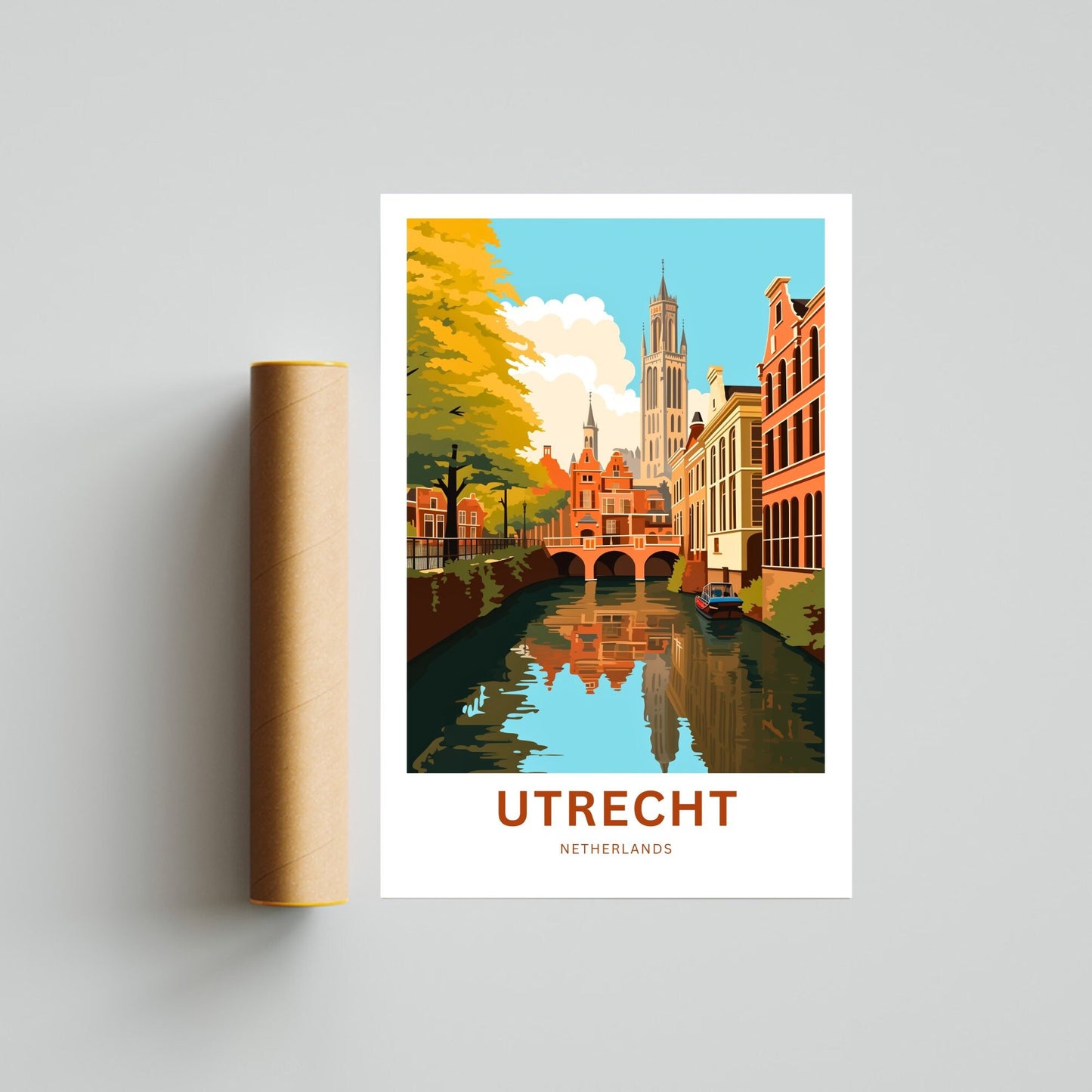 Utrecht Travel Print - Utrecht poster, Netherlands Wall Art, Framed present, Gift Netherlands Present, Customized Your Text - TravelTreasureCo