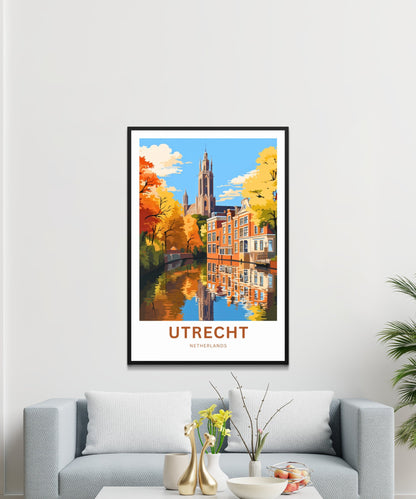 Utrecht Travel Print - Utrecht poster, Netherlands Wall Art, Framed present, Gift Netherlands Present, Customized Your Text - TravelTreasureCo