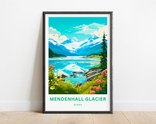 Mendenhall Glacier Travel Print - Mendenhall Glacier poster, Alaska Wall Art, Wall decor, Framed present, Gift Alaska Present - TravelTreasureCo