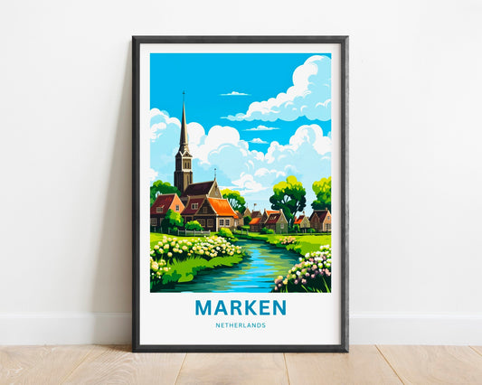 Marken Travel Print - Marken poster, Netherlands Wall Art, Framed present, Gift Netherlands Present, Custom Your Text - TravelTreasureCo