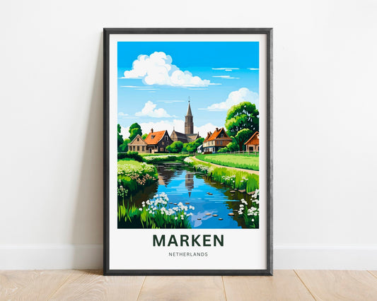 Marken Travel Print - Marken poster, Netherlands Wall Art, Framed present, Gift Netherlands Present, Custom Your Text - TravelTreasureCo