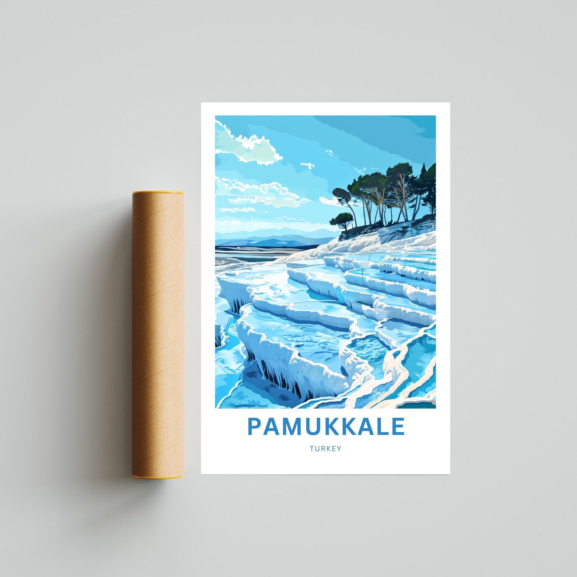 Pamukkale Travel Print - Pamukkale poster, Turkey Wall Art, Framed present, Gift Turkey Present, Custom Your Text - TravelTreasureCo