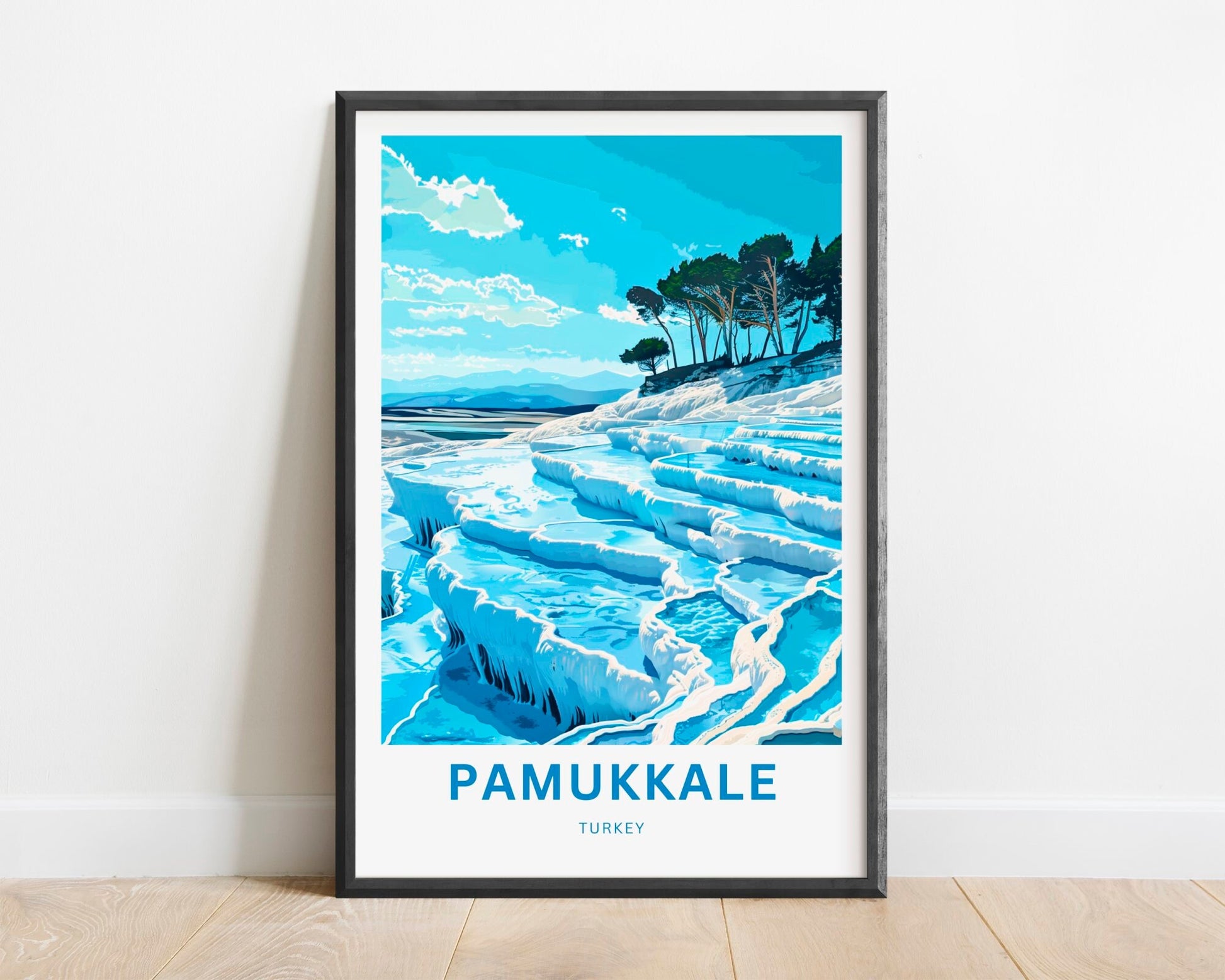 Pamukkale Travel Print - Pamukkale poster, Turkey Wall Art, Framed present, Gift Turkey Present, Custom Your Text - TravelTreasureCo