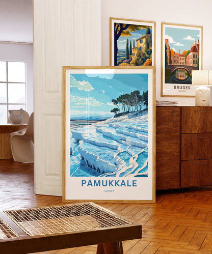 Pamukkale Travel Print - Pamukkale poster, Turkey Wall Art, Framed present, Gift Turkey Present, Custom Your Text - TravelTreasureCo