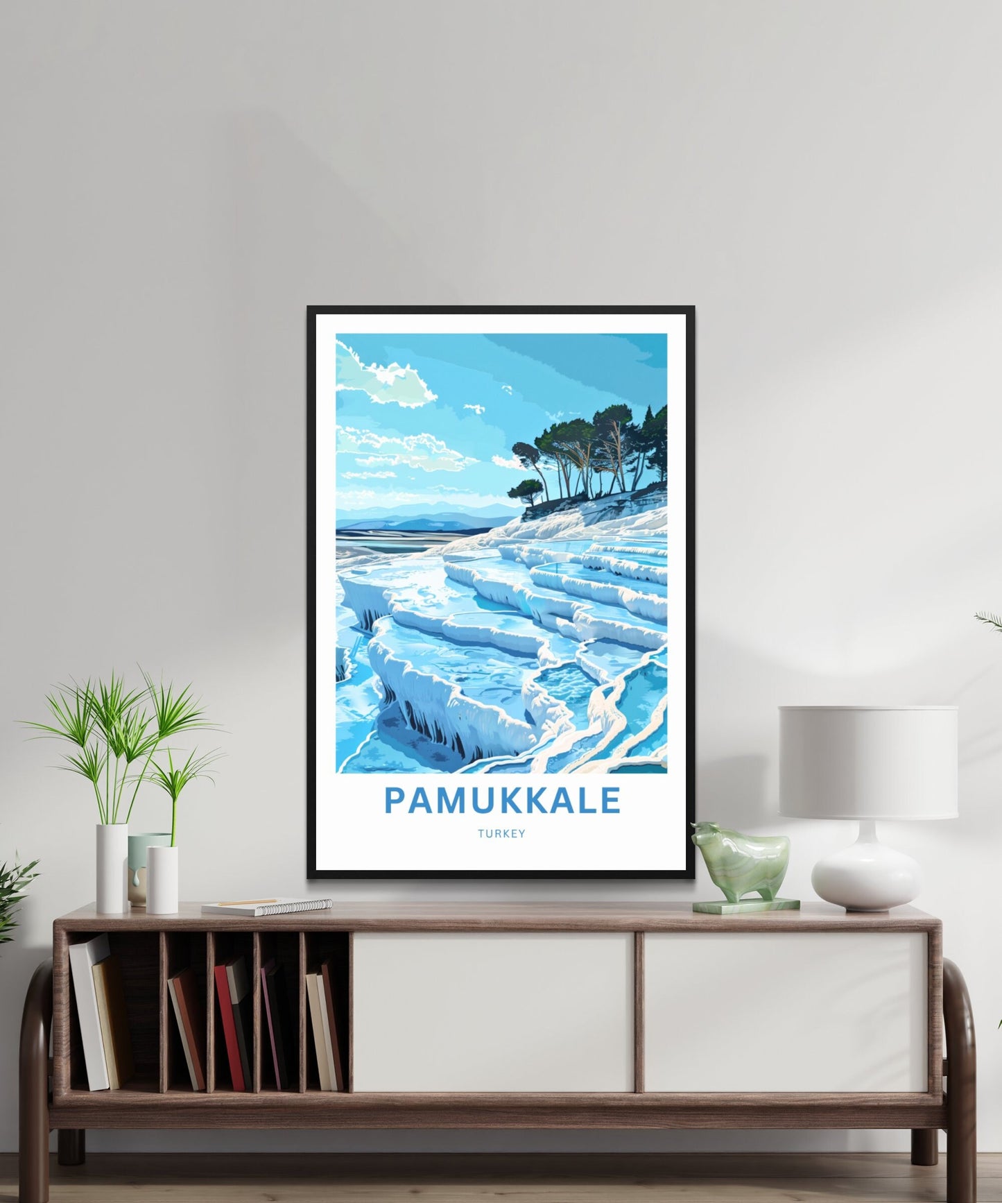 Pamukkale Travel Print - Pamukkale poster, Turkey Wall Art, Framed present, Gift Turkey Present, Custom Your Text - TravelTreasureCo