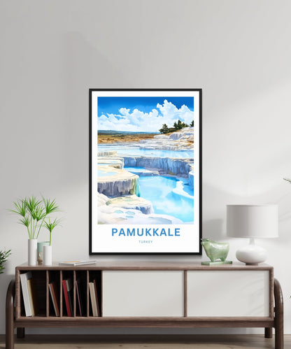 Pamukkale Travel Print - Pamukkale poster, Turkey Wall Art, Framed present, Gift Turkey Present, Custom Your Text - TravelTreasureCo