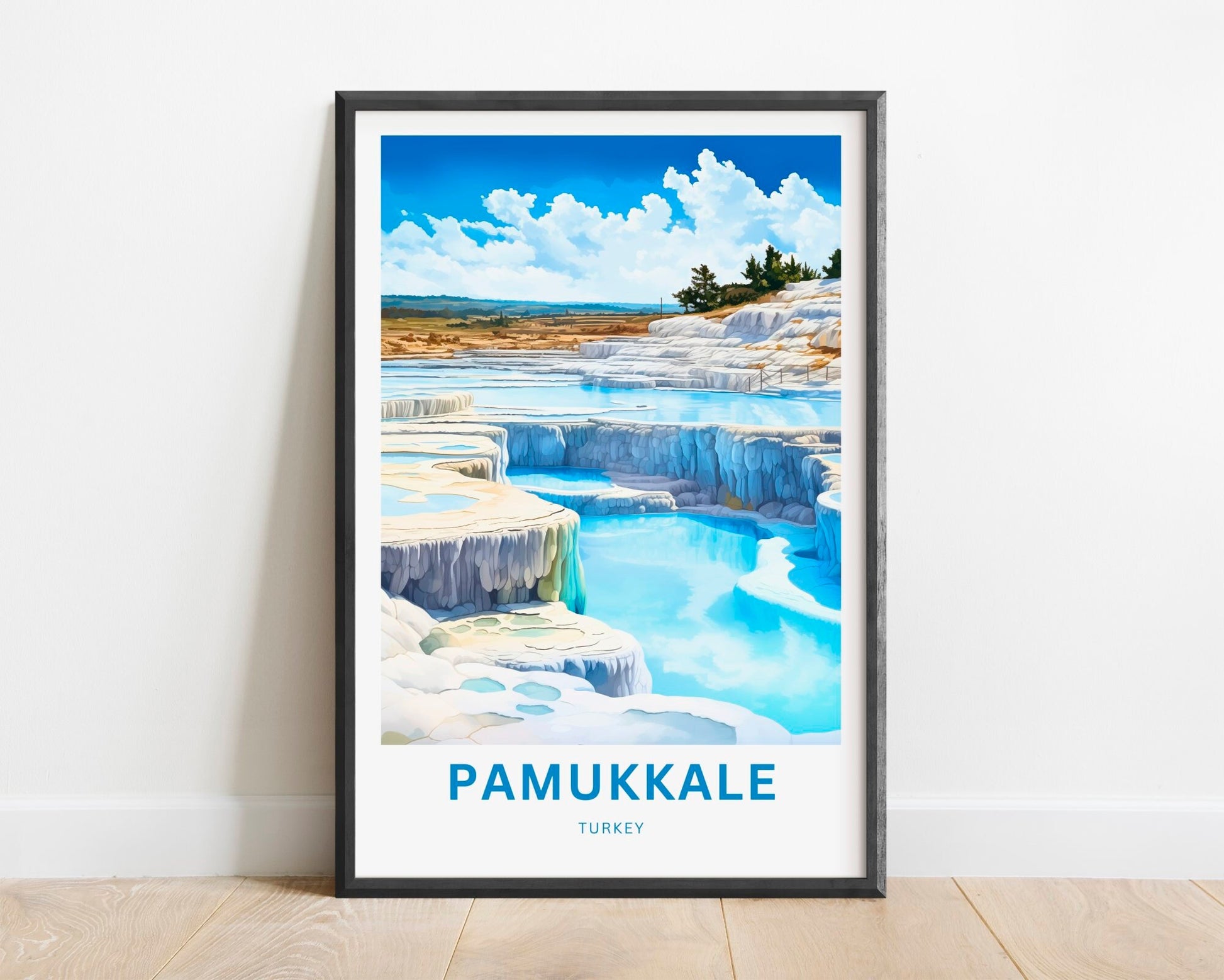 Pamukkale Travel Print - Pamukkale poster, Turkey Wall Art, Framed present, Gift Turkey Present, Custom Your Text - TravelTreasureCo