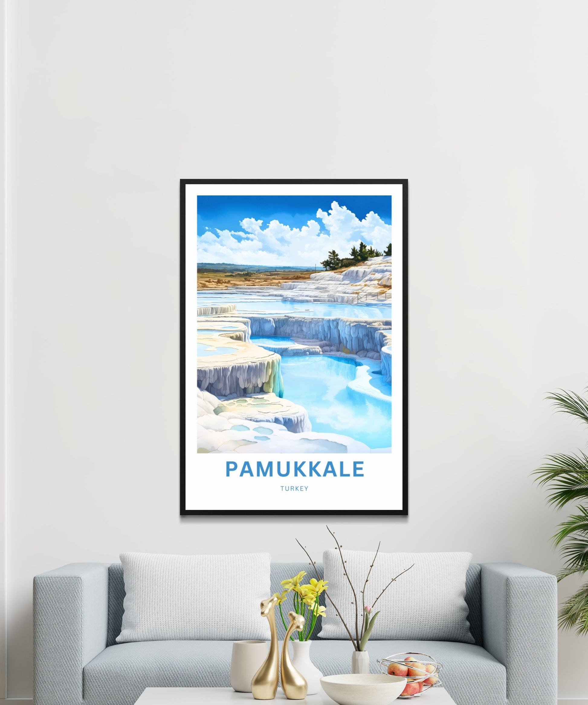 Pamukkale Travel Print - Pamukkale poster, Turkey Wall Art, Framed present, Gift Turkey Present, Custom Your Text - TravelTreasureCo