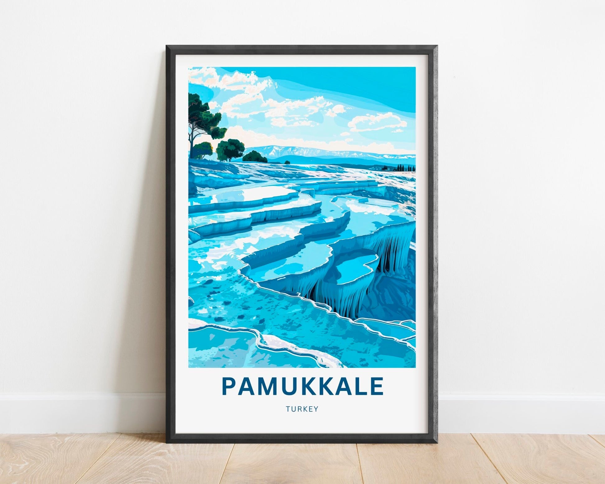 Pamukkale Travel Print - Pamukkale poster, Turkey Wall Art, Framed present, Gift Turkey Present, Custom Your Text - TravelTreasureCo