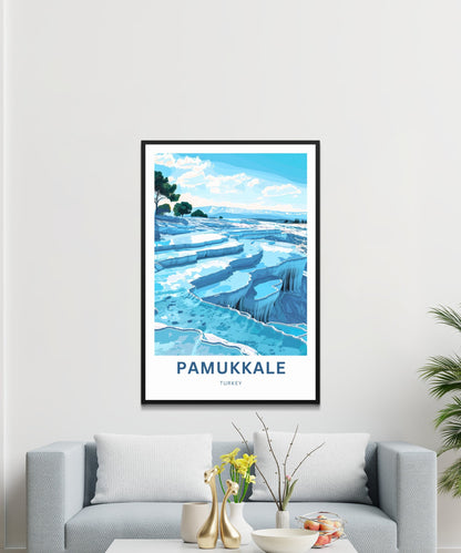 Pamukkale Travel Print - Pamukkale poster, Turkey Wall Art, Framed present, Gift Turkey Present, Custom Your Text - TravelTreasureCo