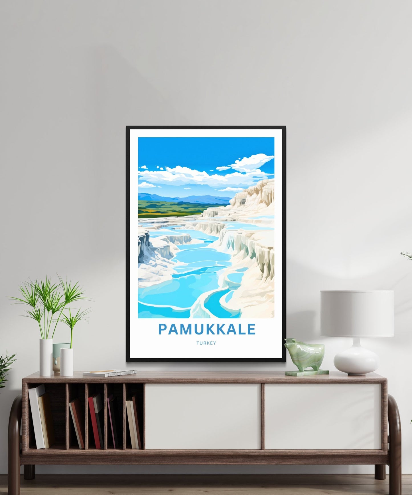 Pamukkale Travel Print - Pamukkale poster, Turkey Wall Art, Framed present, Gift Turkey Present, Custom Your Text - TravelTreasureCo