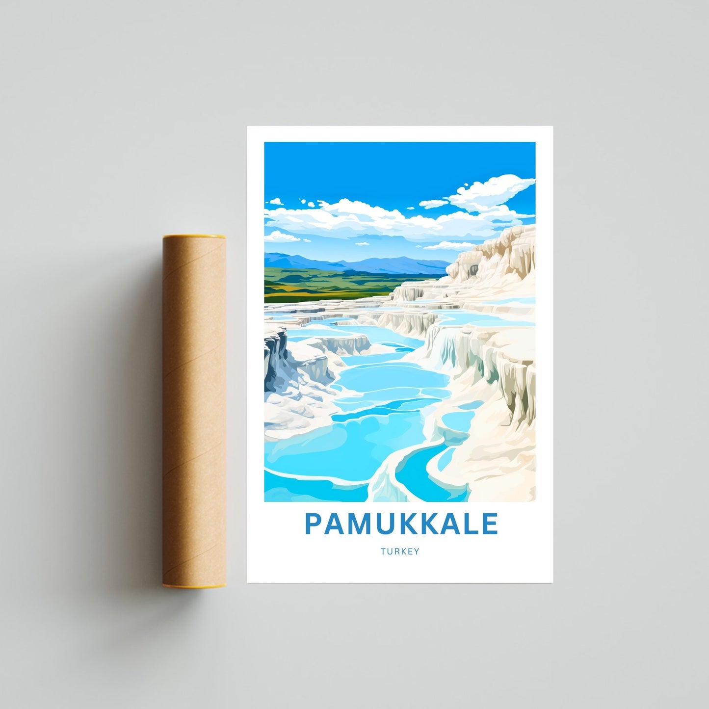 Pamukkale Travel Print - Pamukkale poster, Turkey Wall Art, Framed present, Gift Turkey Present, Custom Your Text - TravelTreasureCo