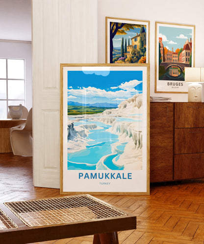 Pamukkale Travel Print - Pamukkale poster, Turkey Wall Art, Framed present, Gift Turkey Present, Custom Your Text - TravelTreasureCo