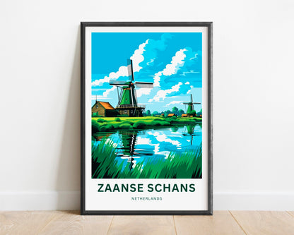 Zaanse Schans Travel Print - Zaanse Schans poster, Netherlands Wall Art, Framed present, Gift Netherlands Present, Custom Your Text - TravelTreasureCo