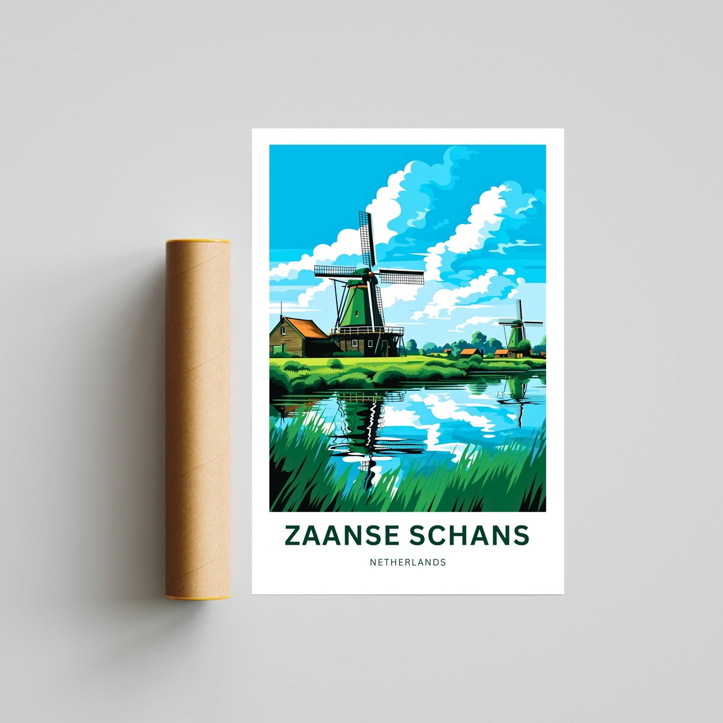 Zaanse Schans Travel Print - Zaanse Schans poster, Netherlands Wall Art, Framed present, Gift Netherlands Present, Custom Your Text - TravelTreasureCo