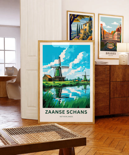 Zaanse Schans Travel Print - Zaanse Schans poster, Netherlands Wall Art, Framed present, Gift Netherlands Present, Custom Your Text - TravelTreasureCo