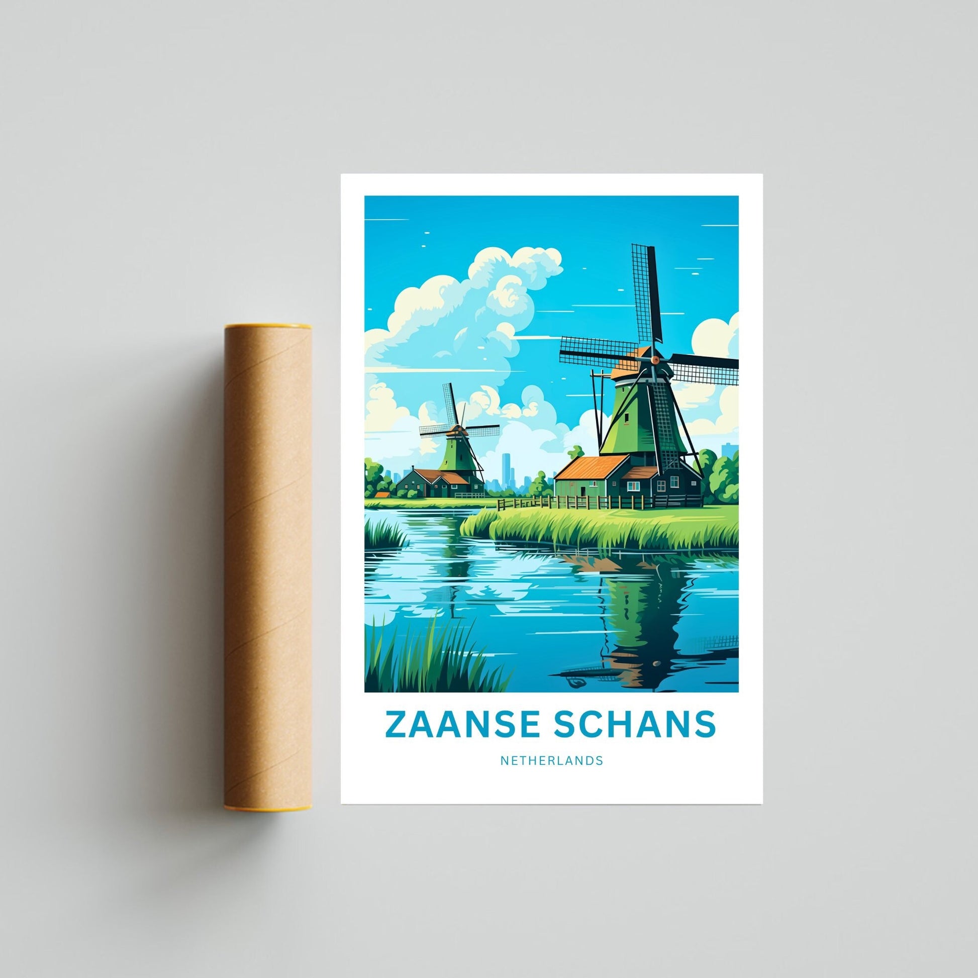 Zaanse Schans Travel Print - Zaanse Schans poster, Netherlands Wall Art, Framed, Gift Netherlands Present, Custom Your Text - TravelTreasureCo