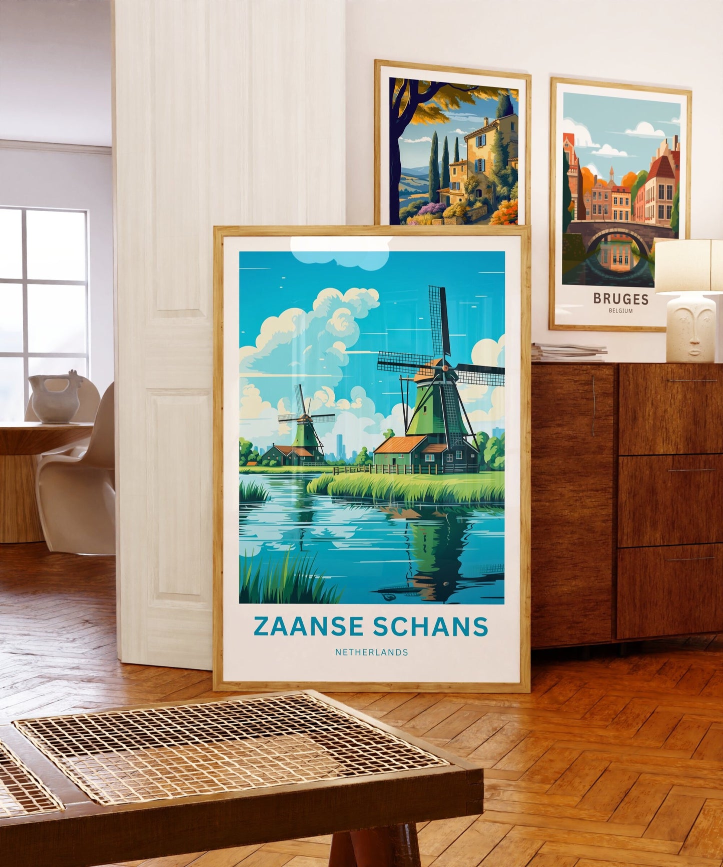 Zaanse Schans Travel Print - Zaanse Schans poster, Netherlands Wall Art, Framed, Gift Netherlands Present, Custom Your Text - TravelTreasureCo