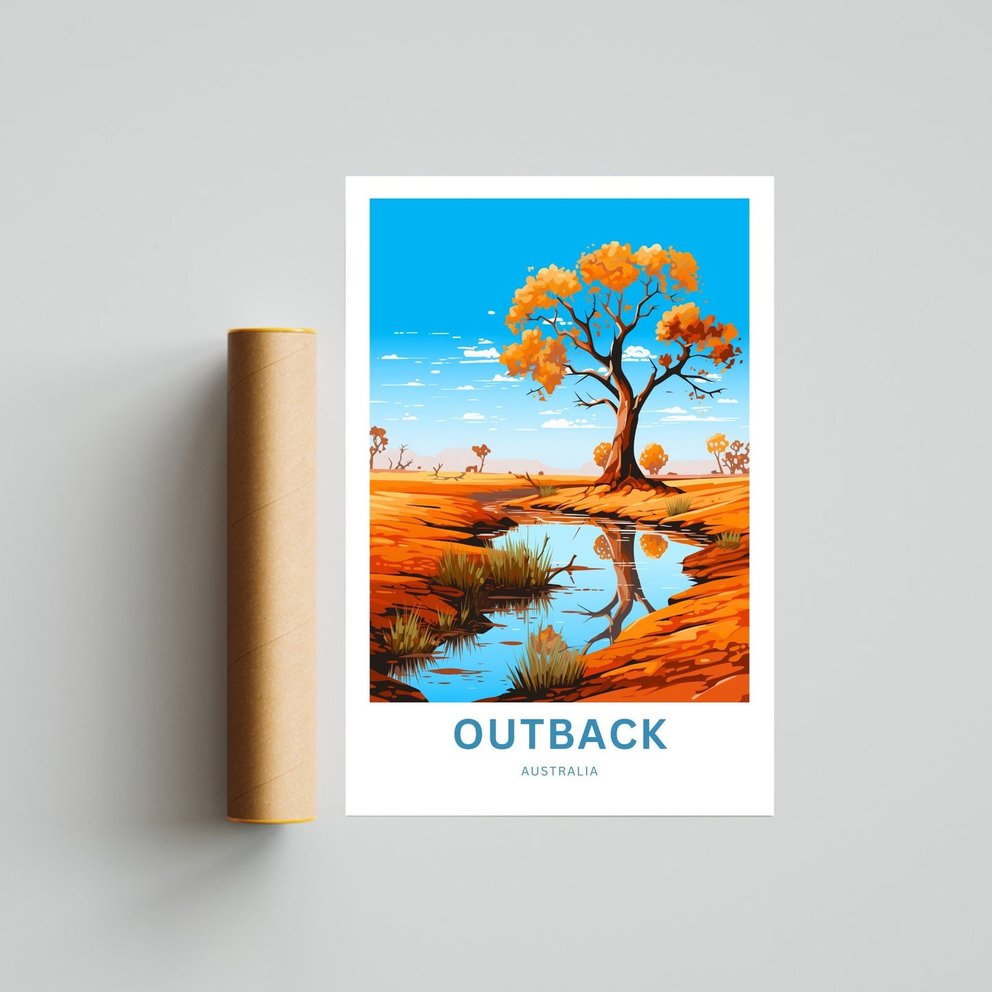 Outback Travel Print - Outback Travel poster, Australia Wall Art, Wall Decor, Gift Australia Present, Custom Text - TravelTreasureCo