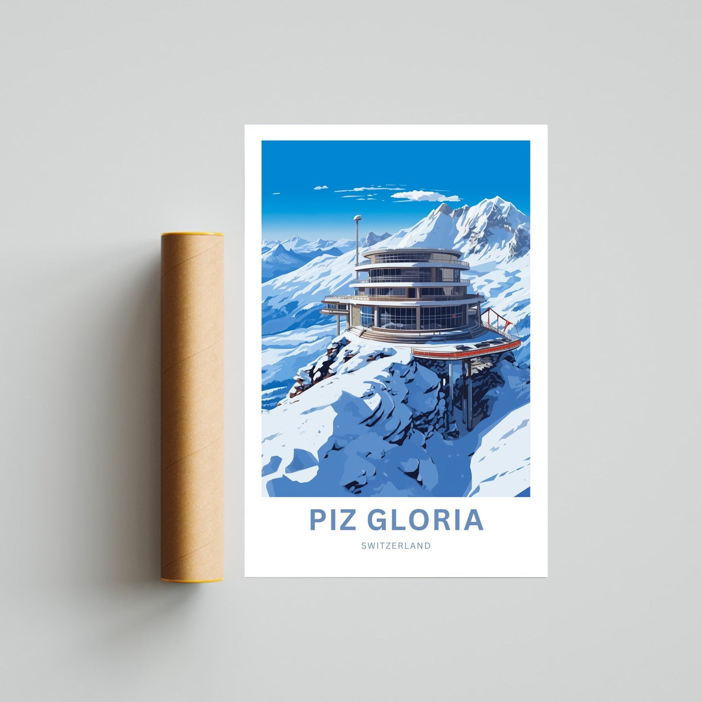 Piz Gloria Travel Print - Piz Gloria poster, Switzerland Wall Art, Wall Decor, Framed present, Gift Switzerland Present - TravelTreasureCo