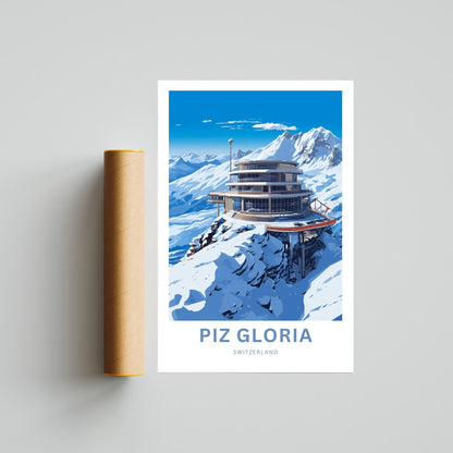 Piz Gloria Travel Print - Piz Gloria poster, Switzerland Wall Art, Wall Decor, Framed present, Gift Switzerland Present - TravelTreasureCo