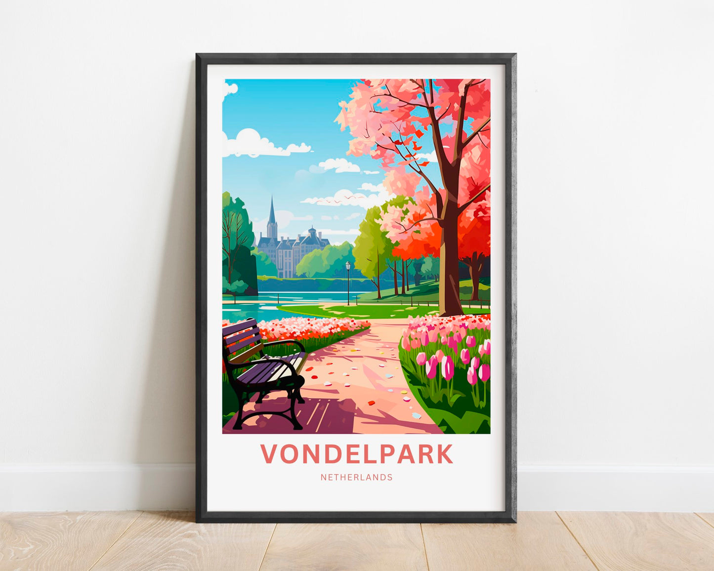 Vondelpark Travel Print - Vondelpark Travel poster, Netherlands Wall Art, Wall Decor, Framed present, Gift Netherlands Present - TravelTreasureCo