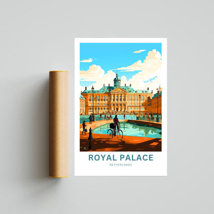 Royal Palace Travel Print - Royal Palace Travel poster, Amsterdam Wall Art, Wall Decor, Framed present, Gift Netherlands Present - TravelTreasureCo