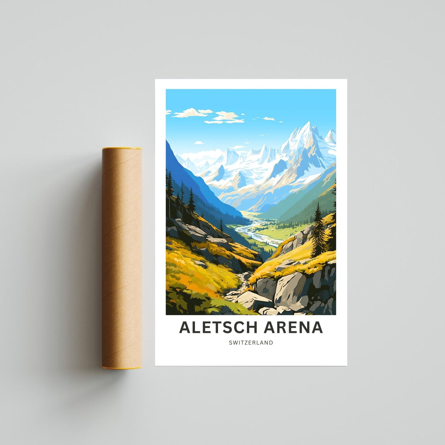 Aletsch Arena Travel Print - Aletsch Arena poster, Switzerland Wall Art, Framed present, Gift Switzerland Present - TravelTreasureCo